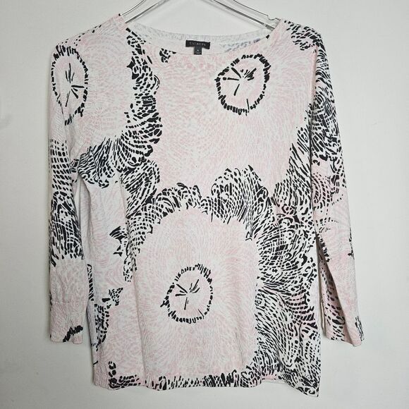 Talbots Womens Lightweight Sweater Dandelion Print Medium Blush - Picture 1 of 4